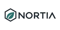 Logotipo de Nortia con hoja verde en hexágono